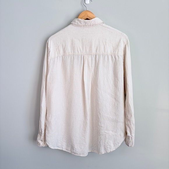 H&M 100% Linen Button Down Normcore Minimalistic Neutral Beige Women's Medium - Picture 6 of 11